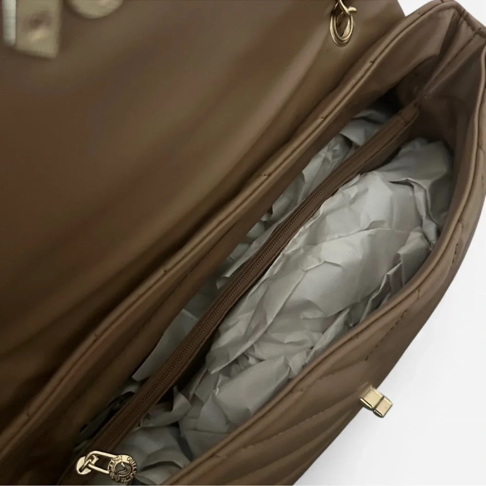 Valentino Orlandi Tan Quilted Shoulder Bag - Picture 4 of 6